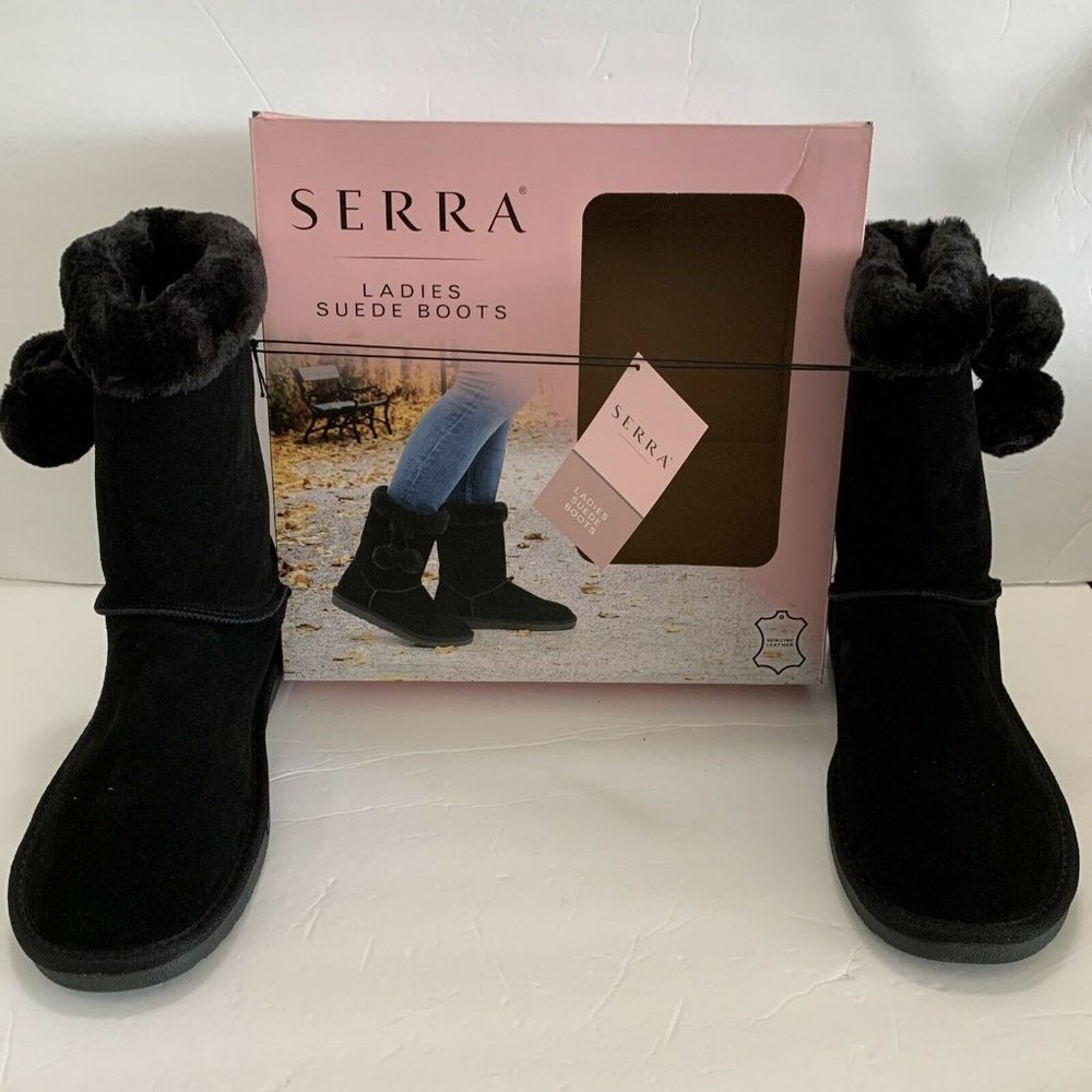 Serra boots Black 10 New NWB Suede Leather Upper Faux Fur Lining Comfortable
